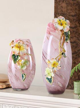 粉色花瓶摆件客厅现代百合花茶几餐桌插花花器电视柜高级感装饰品
