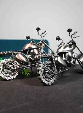 新款家居装饰品特大号霸气链条摩托车模型工艺摆件装饰礼品二色选