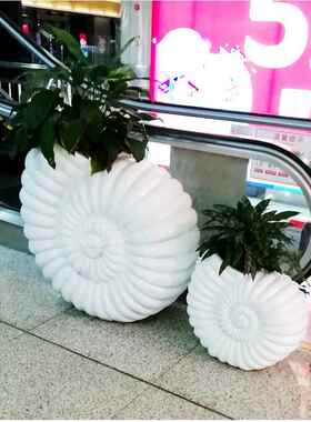 玻璃钢海螺造型组合花盆商场酒店电梯口景观绿植摆件户外异形花器