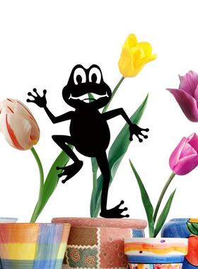 铁艺铁制工艺品1 件金属青蛙剪影花园装饰青蛙栅栏装饰花园木桩