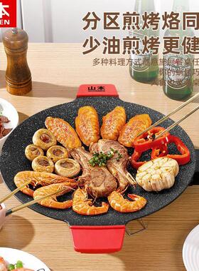 山本电烤盘家用烤肉锅烤肉盘不粘多功能烤锅烧烤煎肉电烤炉