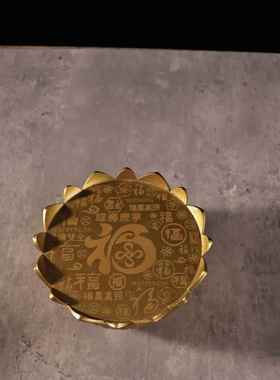 纯黄铜莲花底座铜摆件观音菩萨佛像聚宝盆米缸香炉金色底托工艺品