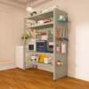 Gray green perforated board kitchen storage rack dining cabinet against the wall one-piece floor-standing multi-layer microwave oven storage shelf