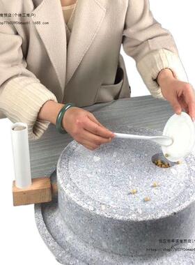 石磨家用小磨盘传统手工老石磨青石磨盘手推麻石磨迷你小型豆浆机