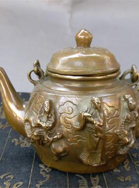 纯铜八仙壶铜仿古铜茶壶金属工艺品摆件商务礼品茶具