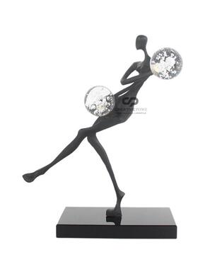 现代简约金属杂技人物雕塑摆件客厅卧室玄关酒店电视柜家居装饰品