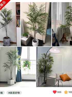 仿真植物绿植落地摆件客厅装饰盆栽假树南天竹北欧室内大型盆景