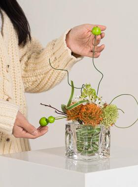 艺子洽谈花艺轻奢件高贝档酒店样板间前YB-DZ-HY台花瓶摆仿真花软