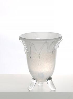 高级新中式白色洒金手工琉璃花器样板间玄关桌面插花软装饰品摆件