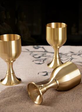 黄铜财神爷酒杯供杯茶杯酒壶家用供奉铜茶酒水杯供神用品摆件纯
