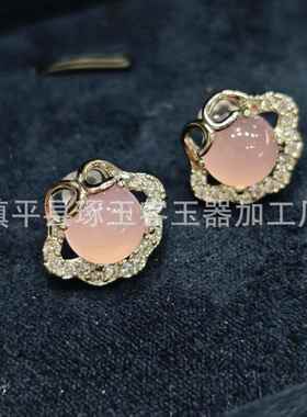 2026白玉髓吉祥如意锁耳钉女小众古典国风高级感方糖复古气质耳饰