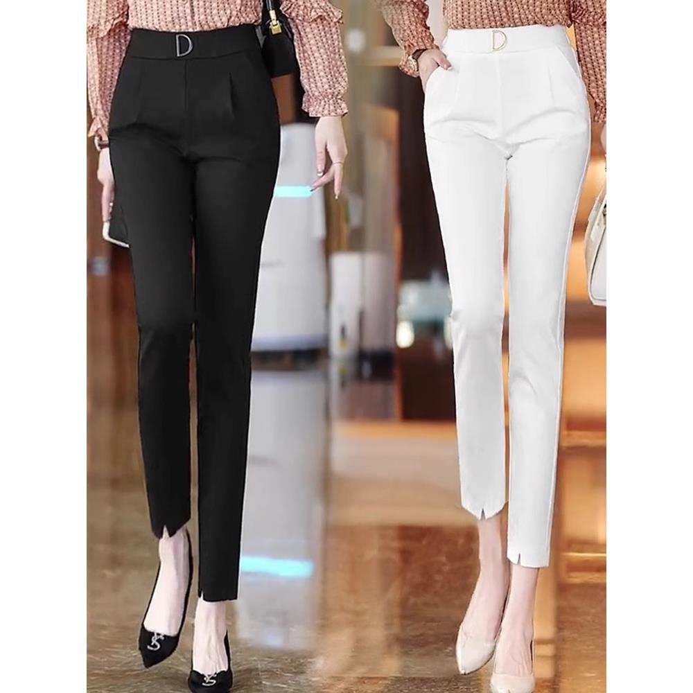 高级感西装裤子女2025新款夏季薄款九分哈伦裤小脚显瘦百搭休闲裤 - 图0