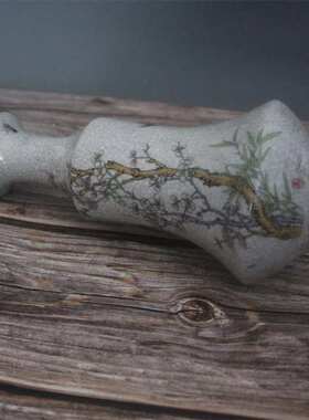 包邮清乾隆粉彩踏雪寻梅图花瓶宝塔瓶景德镇仿古陶瓷家居装饰摆件