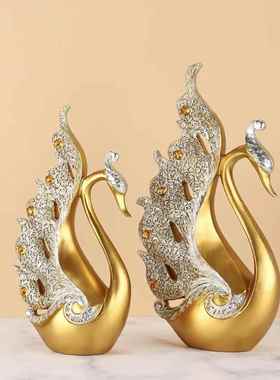 客厅氛围感好物摆件情侣天鹅家居客厅酒柜装饰品摆件中式轻奢创业