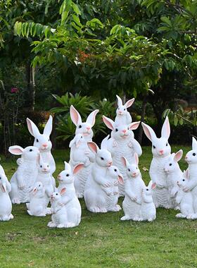 幼儿园林景观雕塑彷真动物摆件户外卡通兔子装饰花园庭院草坪造景
