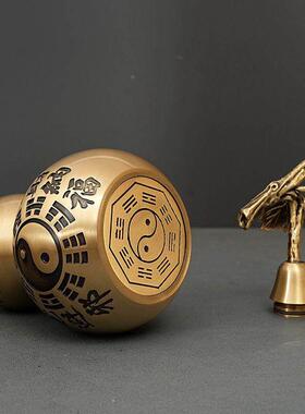 纯黄铜开盖中空财富镇屋葫芦饰品家庭桌面铜八卦葫芦纳福装饰饰品