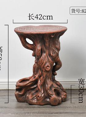 ZXH假品山流水喷泉水轮摆件仿木根雕创意环保树脂工艺风底盆座景