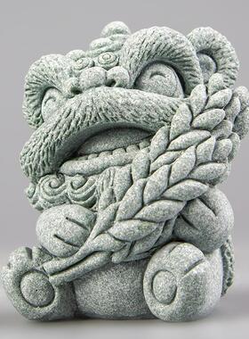 创意可爱狮子觉醒茶宠物增财饰品全国潮流可爱蓝色砂岩鱼缸景观桌