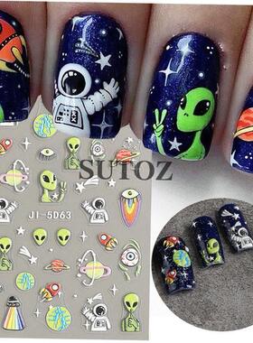5D Skulls Bone Nail Stickers Halloween Spooky Astronaut Alie