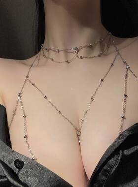 胸链身体链比基尼bikini锁骨链性感挂链装饰项链女配饰欧美潮链条