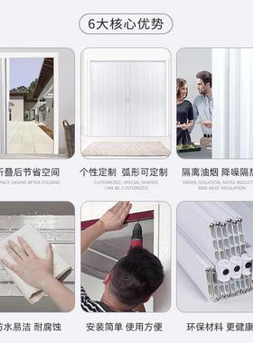 洗车房折叠门PVC免打孔临时通气开放式厨房门手动推拉门卫生间门