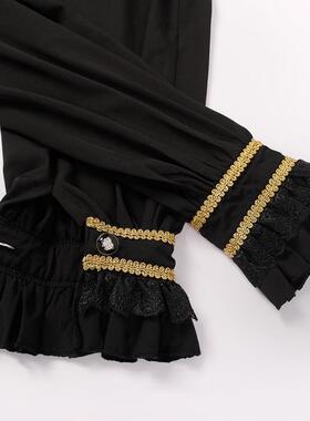 Gothic ruffled edge stand collar long sleeved men's tie