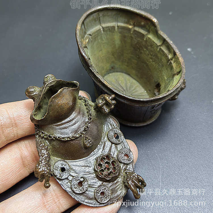 古玩杂项仿古铜器金蟾香炉香薰小摆件批发 家居办公铜器小摆件,淘宝优惠券,粉丝福利购,淘宝优惠卷