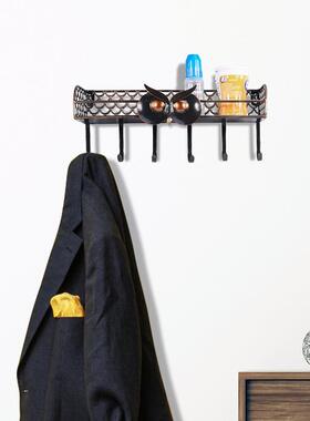 新款直销跨境工艺品多功能猫头鹰挂钩铁艺网格墙上置物架壁挂整理