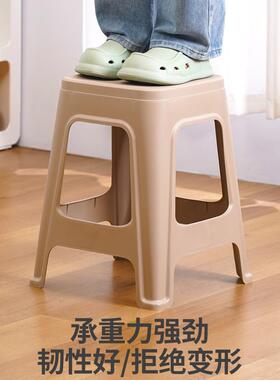 塑料凳子家用成人加厚高凳客厅餐桌方凳商用凳子结实特厚熟胶椅子