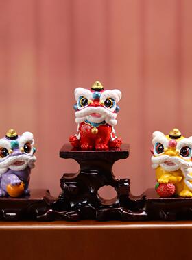 妙工坊国潮醒狮舞狮小摆件卡通喜庆招财桌面中控台装饰品创意礼物
