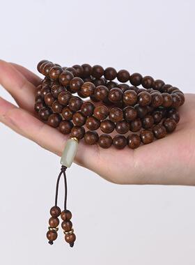 2026金丝檀木108颗木质佛珠手串男女情侣多圈手链复古风饰品项链