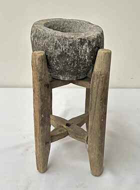 花民俗院怀旧石老物件庭院石头小臼盆花FS737441架杂项民宿小装饰