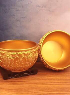 黄铜元宝蟾聚宝盆摆件金招财元宝金蟾财纳福居家客厅桌面五路神聚