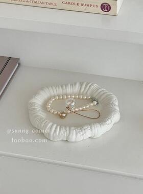 北欧ins风陶瓷收纳盘玄关钥匙置物盘首饰戒指展示盘桌面托盘摆件