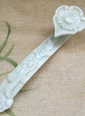 天然蓝田玉如意摆件家居客厅办公室工艺品摆设 吉祥如意摆件