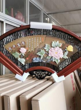 中国实木扇形彷玉雕客厅沙发电视背景墙装饰画餐厅卧室茶室挂画
