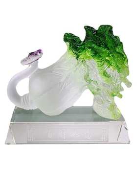 锋明古法琉璃招财白菜摆件工艺品家居客厅装饰品店铺开业礼品高档