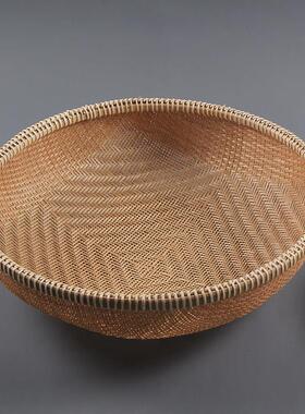 高档竹编簸箕圆形竹筛子农家竹制品馒头收纳筐家用水果托盘洗菜筐