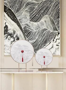 宋氏美学新式禅意金力属亚克摆样板房售658楼处客厅玄关件艺术中