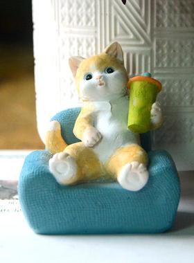 创意可爱小猫咪摆件卡通仿真动物装饰品礼物桌面送女朋友生日礼物