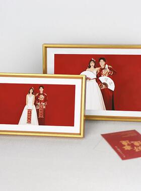 轻奢简约婚纱照摆台定制窄边相框制作挂墙生日洗照片结婚礼物摆件