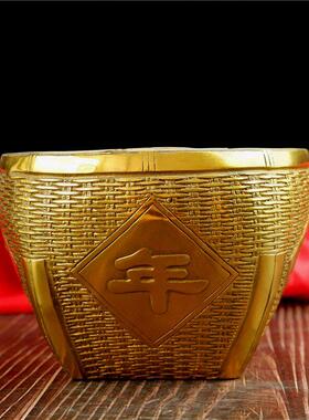 纯铜纹丰盈铜缸家居饰品书桌书房财富饰品开启乔装财富