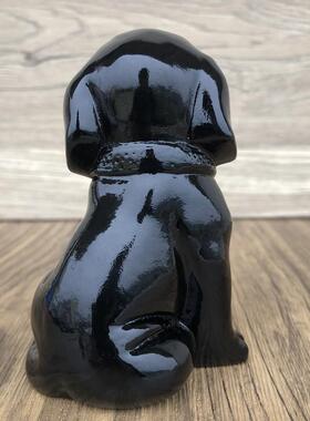 乌木雕刻狗饰品实木生肖小狗可爱的家庭装饰饰品红木工艺品