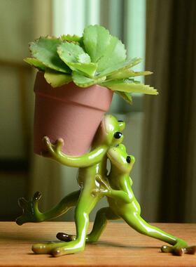 真自在创意青蛙花盆田园家居装饰品树脂多肉盆栽送男女生朋友礼物