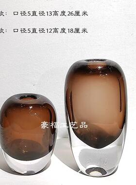 现代简约厚重琉璃花瓶摆件家居样板房软装饰品台面插花装饰