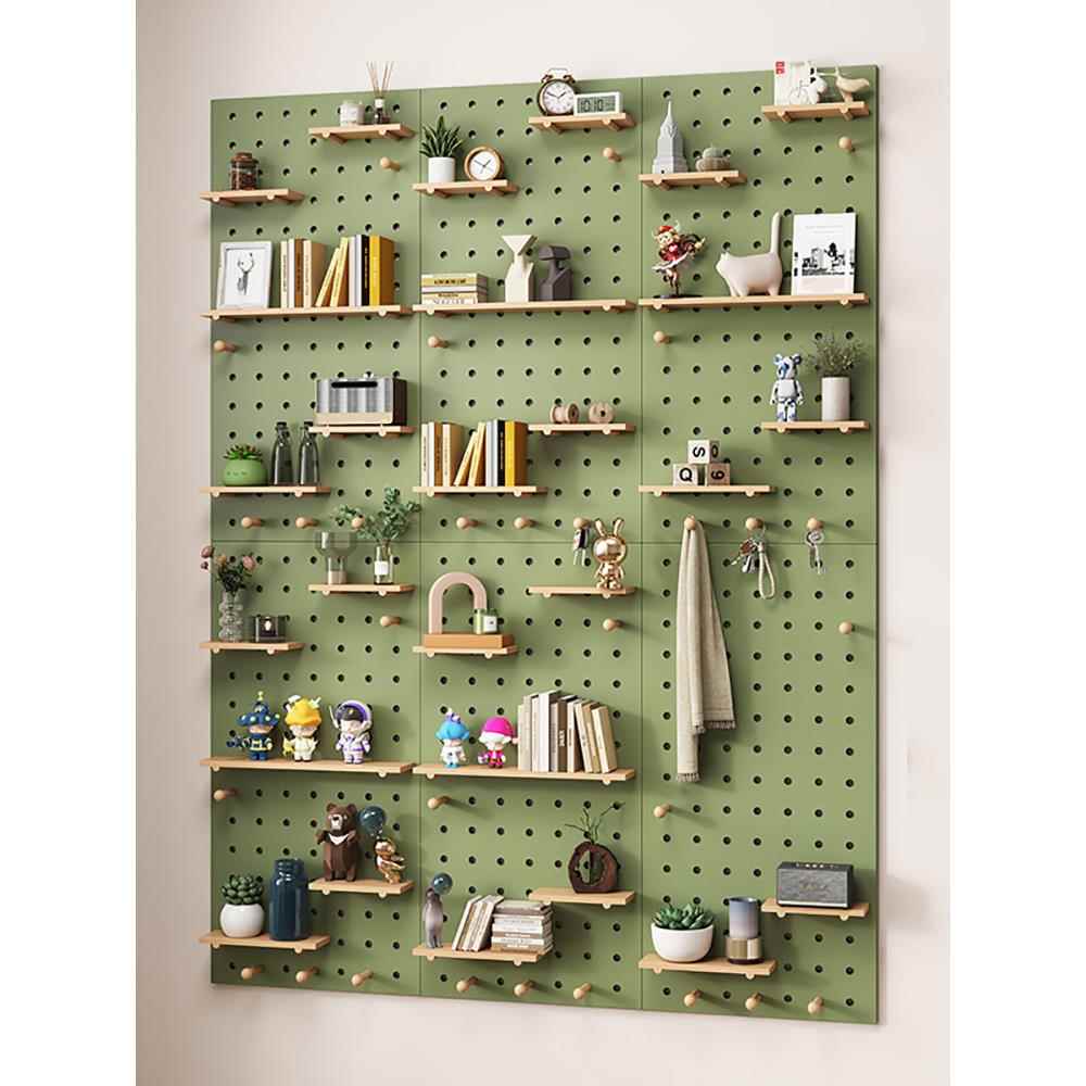 Solid wood hole board custom wall shelves bookshelf internet celebrity wall decoration partitions porch hanging wall shelves