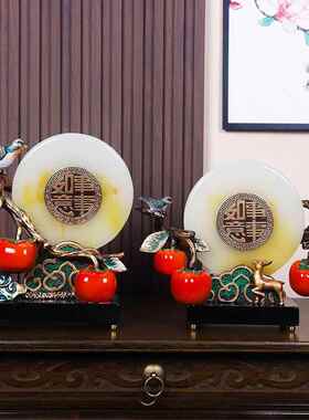 新款柿柿如意柿子摆件乔迁新居礼物中式搬家玄关办公室酒柜装饰品