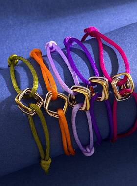 KF854502】手工编织三环彩色手绳新礼年物情侣款幸运色手【链送男