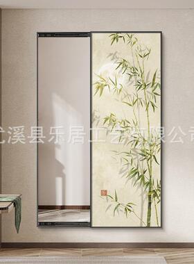 新中式竹报平安玄节卧关推拉镜节高升好寓身意竹韵生香隐藏式全镜