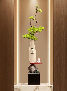 入户玄关造景陶瓷花瓶迎客松客厅旺宅壁龛细长竖高级感装饰艺术品